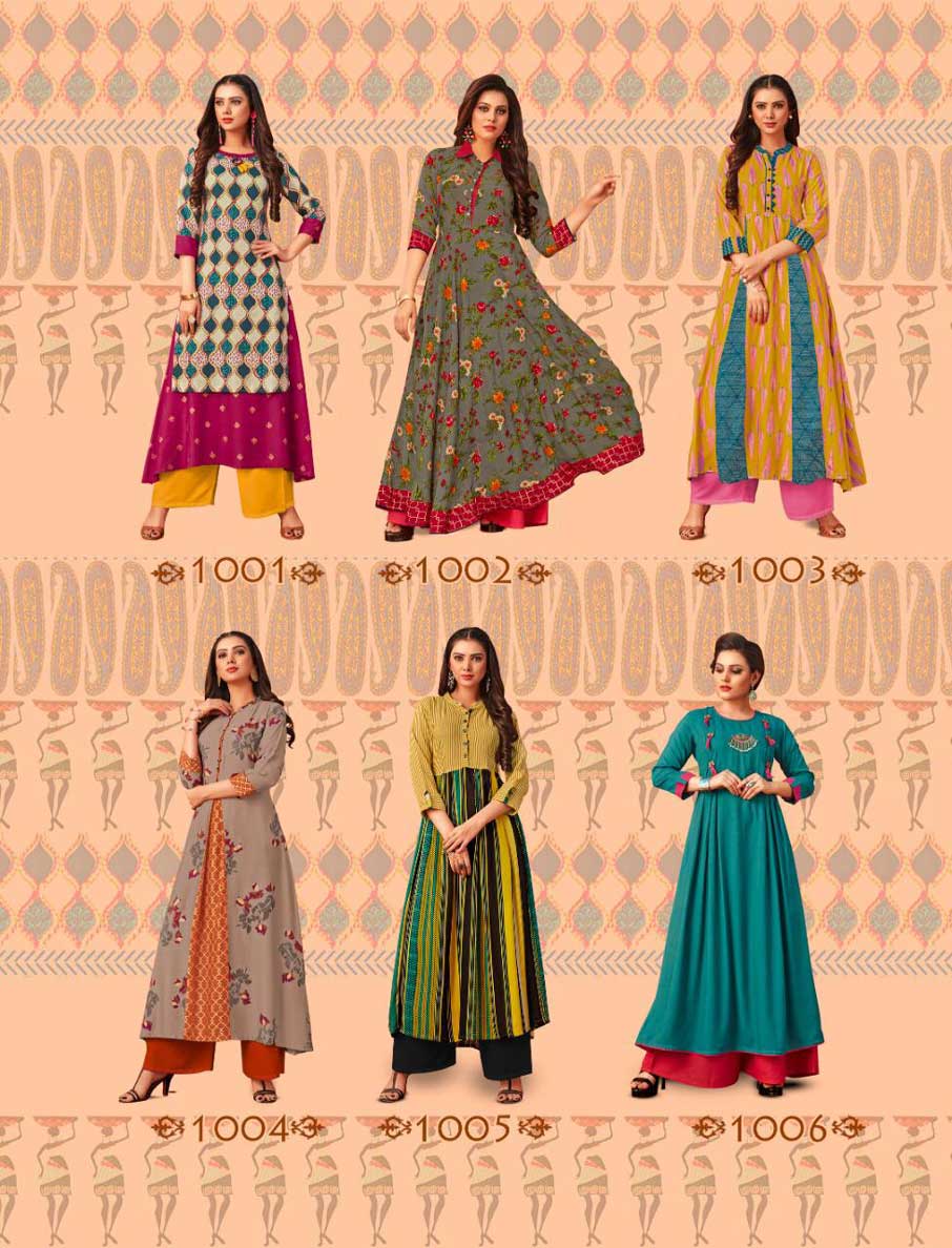 Galleria's Vol-1 Diya Trends Rayon Embroidery Print Kurtis Galleria's Vol-1 Diya Trends Rayon Embroidery Print Kurtis